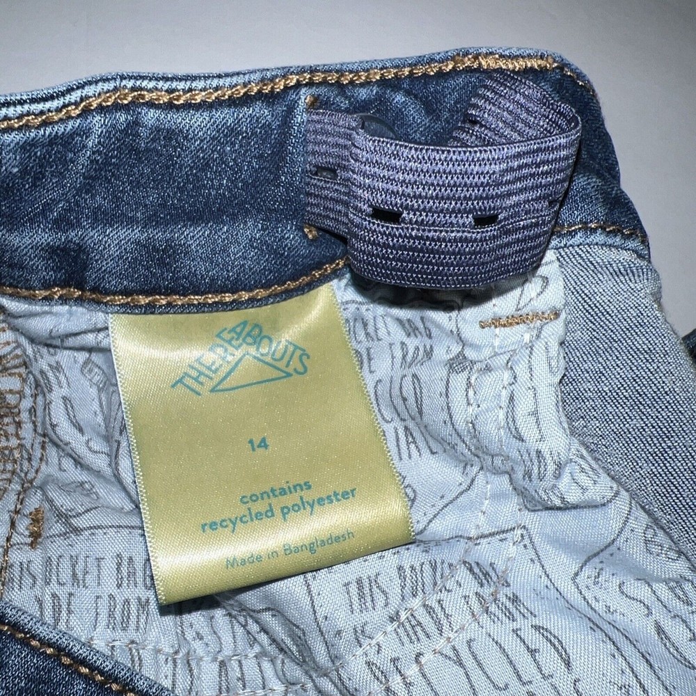 There Abouts kids Girls Denim Jean Shorts MIDI Size 14 DarkBlue Wash Belt Pullon - Picture 7 of 11